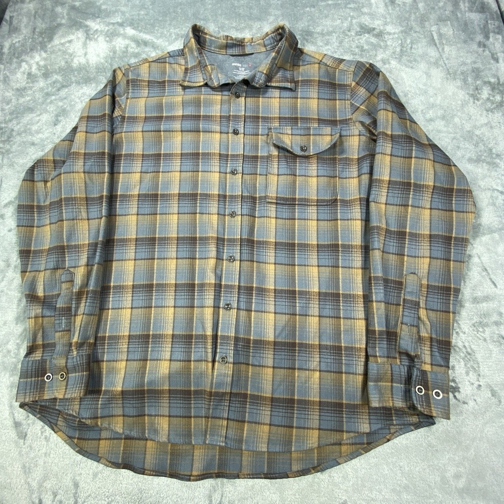 Swiss Tech Plaid Flannel Shirt Mens 2XL Long Sleeve Button Down Outdoor Casual